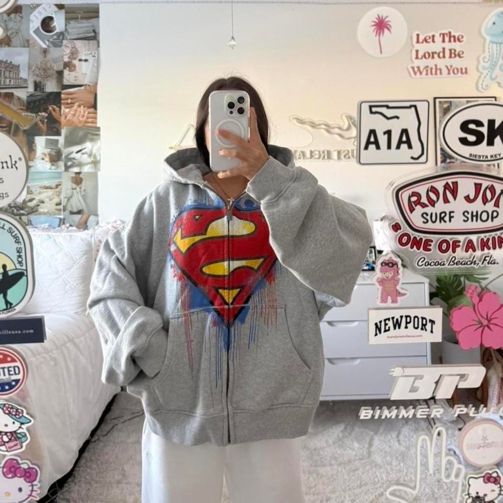 Grey Superman young la men's hoodie